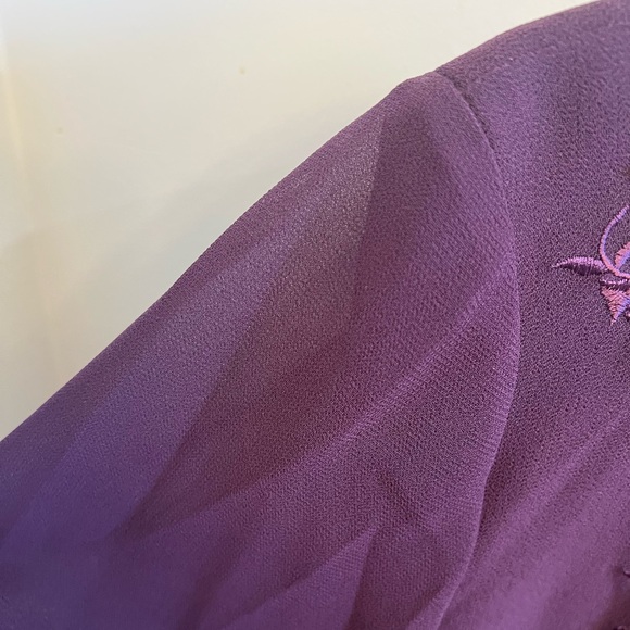 VIRGO Dark Purple Formal Mother Of The Bride Embroidered Bead Floral Midi Dress - Picture 8 of 8